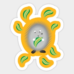 Hedgehog and leaves Sticker